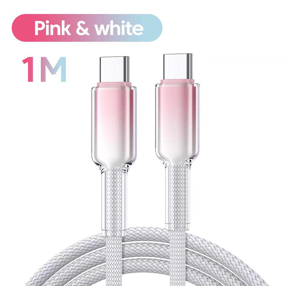 

VAORLO 65 Вт кабель для быстрой зарядки данных USB C на Type-C кабель для быстрой зарядки iPhone 15 16 Samsung Huawei Xiaomi Redmi Dual Type C телефонная линия розовый