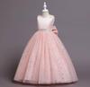 VIISEN Dress for Piano Formal Dress with Bow and Junior Long Dress with Star Suitable for and Size Children's Recitals, Girls' Ribbon, Pattern, Stage,