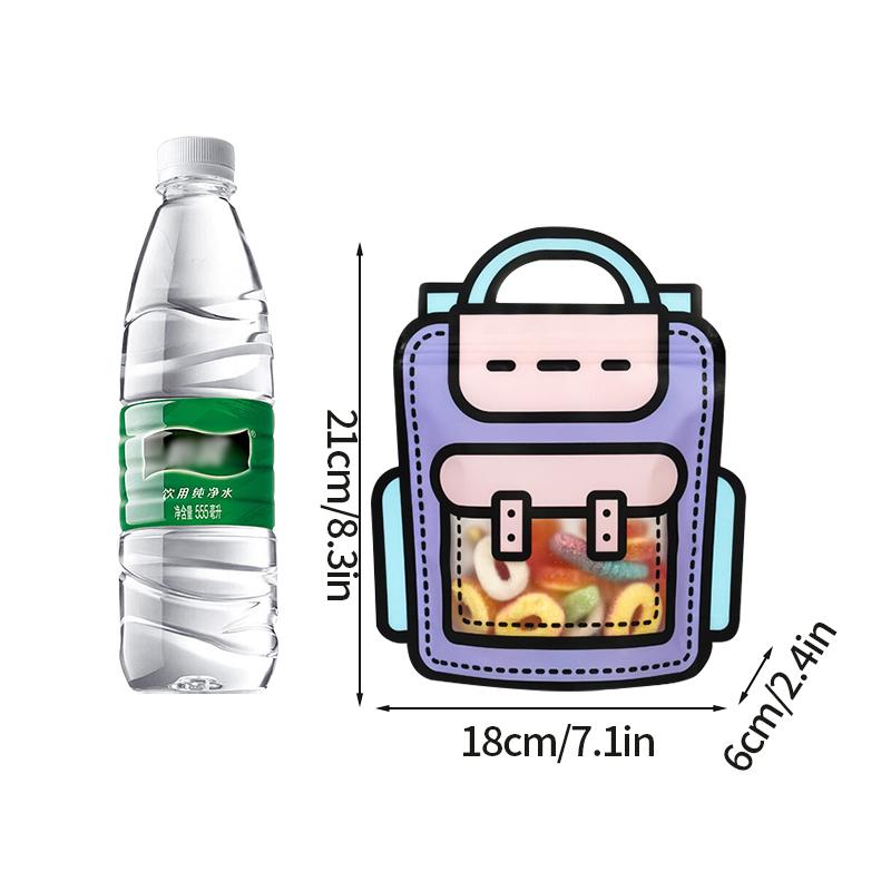 12/1PCS  Creative Gifts Packaging Bags Cartoon School Bag Shape Candy Zip Lock Biscuit Packaging Bag Stand Up Snack Gift Bag