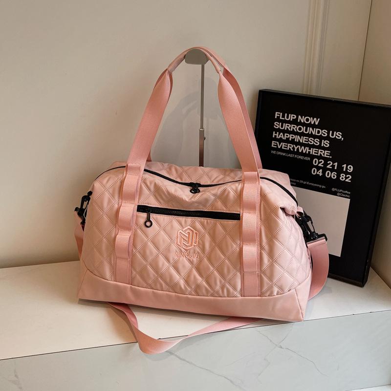 Rhombus Fitness Bag Portable Yoga Bag Women's Dry and Wet Separation Waterproof Large Capacity Luggage Bag Short-haul Travel Bag