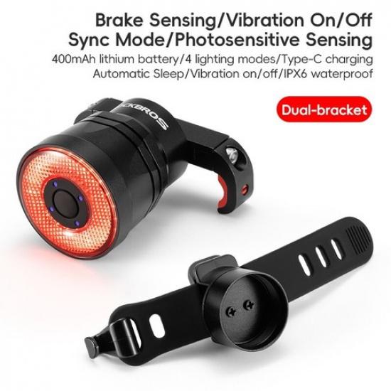 ROCKBROS Same Frequency Sensing Smart Rear Bike Light,USB-C Bicycle Brake Lights