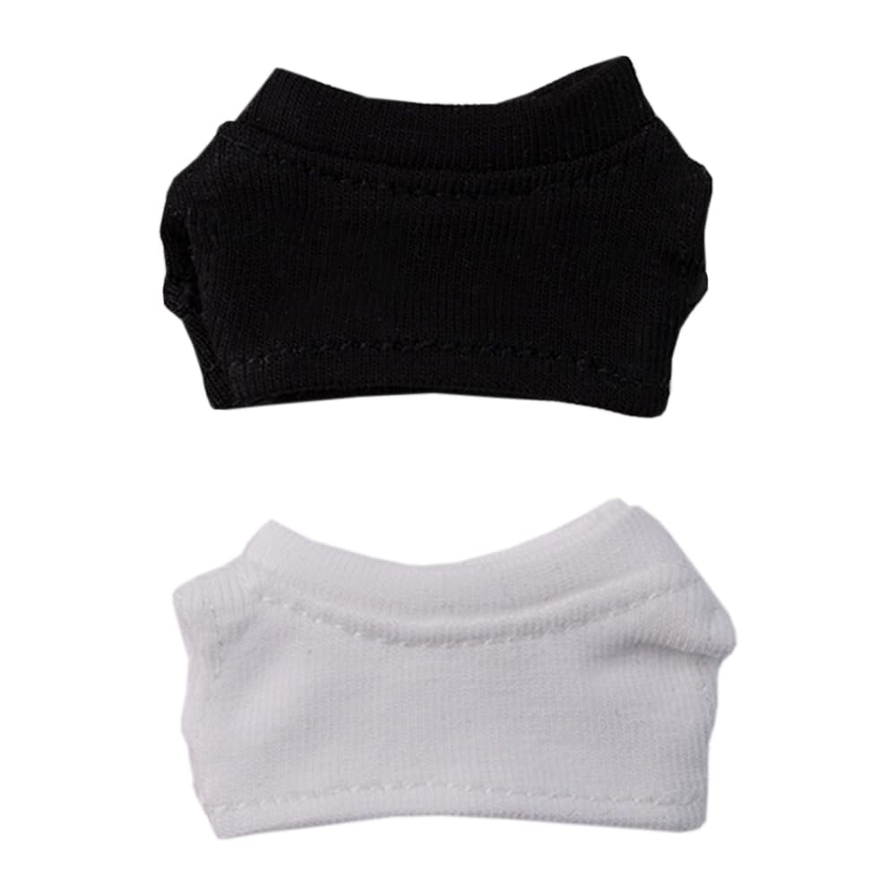 Niannyyhouse 5cm & 7cm Plush Clothes, Plain T-Shirt Set of 2, Cotton Doll Outfits, Accessories, Dress-Up (a1)