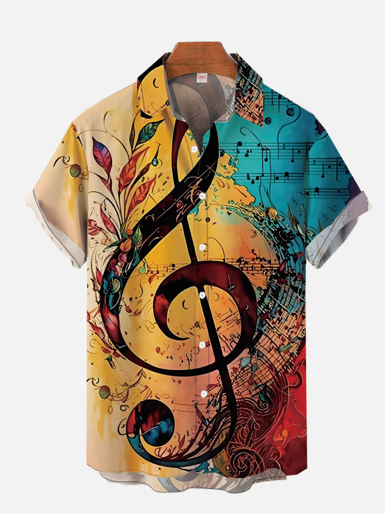 Nuova Moda Elementi Musicali Arte Hawaiana Note Stampa 3D Camicia a Maniche Corte Moda Camicie Hawaiane Per Uomo Harajuku
