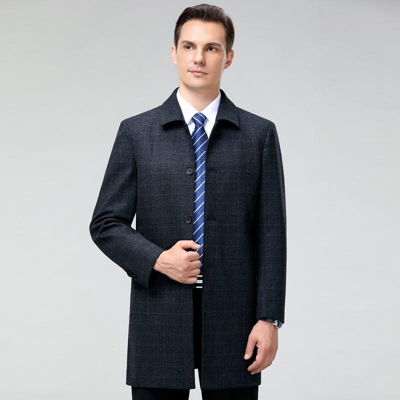 

2025 Men s Mid-length Cashmere Coat: Warm, Loose Woolen Jacket for Middle-aged & Elderly, Autumn/Winter 170M