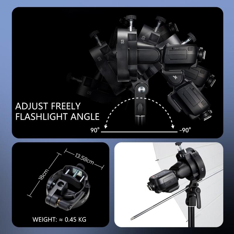 S Shaped Flash Bracket For S3,V1/V860III/AD200 Hot Shoe Mount Speedlights Quick Installation Lightweght Durability Design