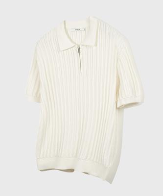 KIIMUIR Half-Zip Short-Sleeve Knit_Ivory