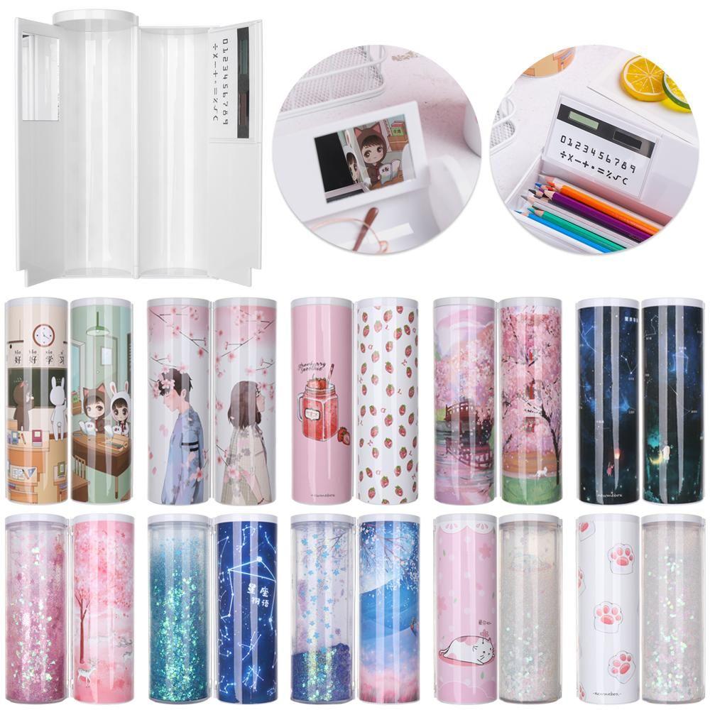 

Pencil Box Creative Portable Multifunction Cylindrical Translucent Pen Case Quicksand Pencil Box