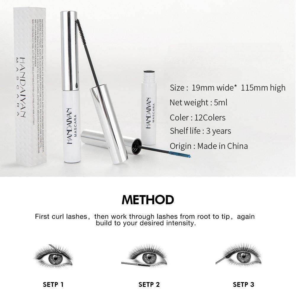 3D Coloured Eyelash Mascara Waterproof Black White Purple Blue Lashes Mascara Volume Green Red Brown Makeup Color Cosmetics