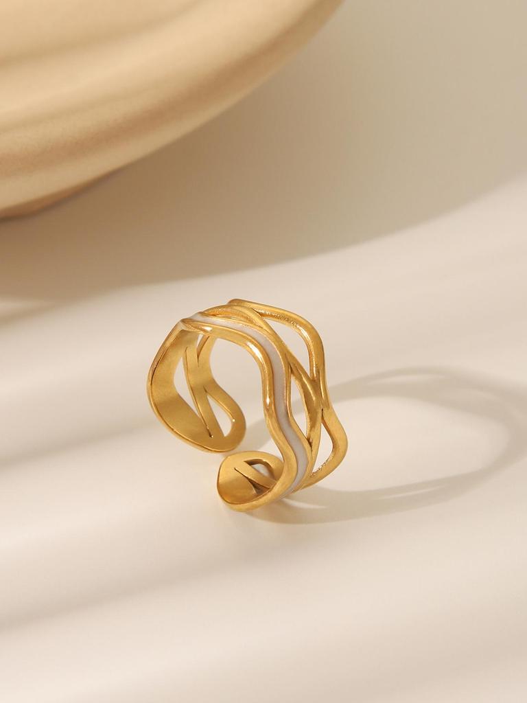 High-End Adjustable Retro Stainless Steel Drip Oil Ring with Irregular Edge