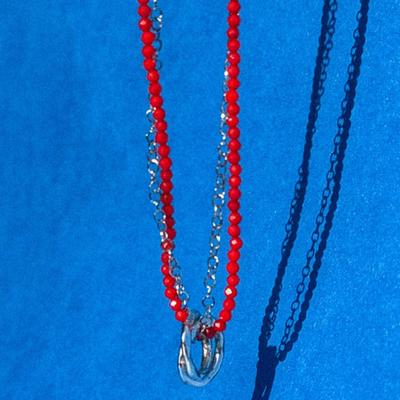 Emotive Coral Gemstone + Surgical Chain Necklace