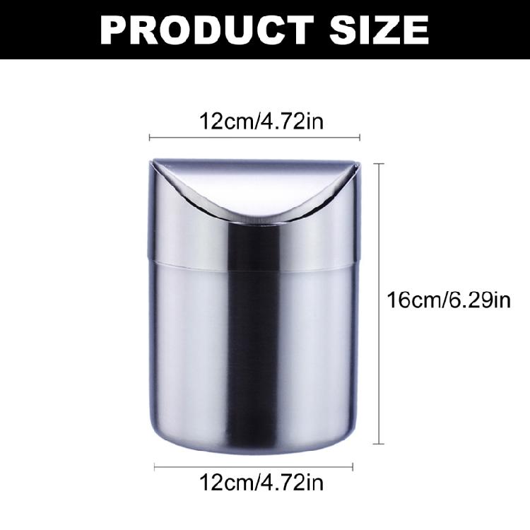 Ruimtebesparende Klapdeksel Bureau Afvalbak Roestvrij Staal Zilver Kleine Prullenbak Afvalbak Voor Huis Kantoor Organisatie