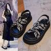 Sandals women's 2025 new fashion summer wear thick-soled cross-soled soft-soled non-slip feeling with skirt work Roman shoes
