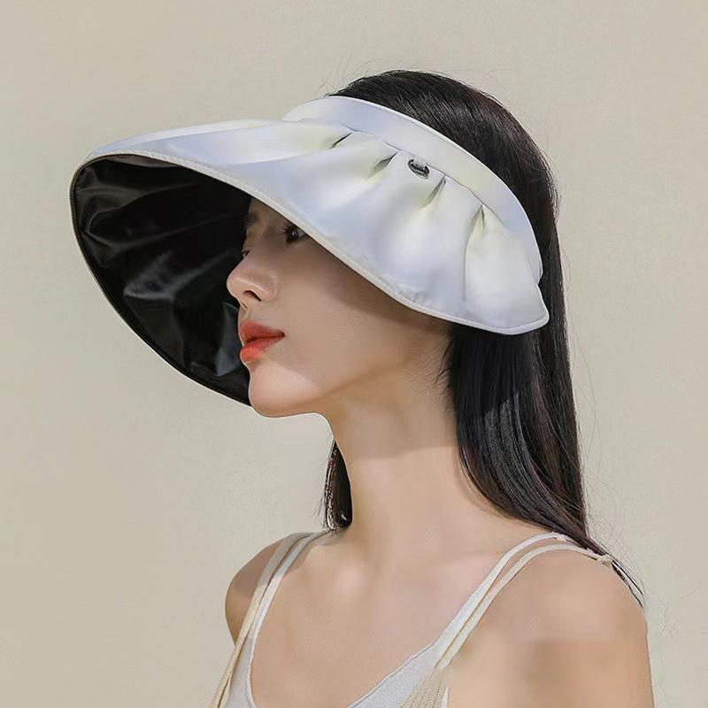 1PC Sunshade Hat Fashion Empty Top Hat Foldable Women Dual Use Big Brim Summer UV Protection Hair Hoop