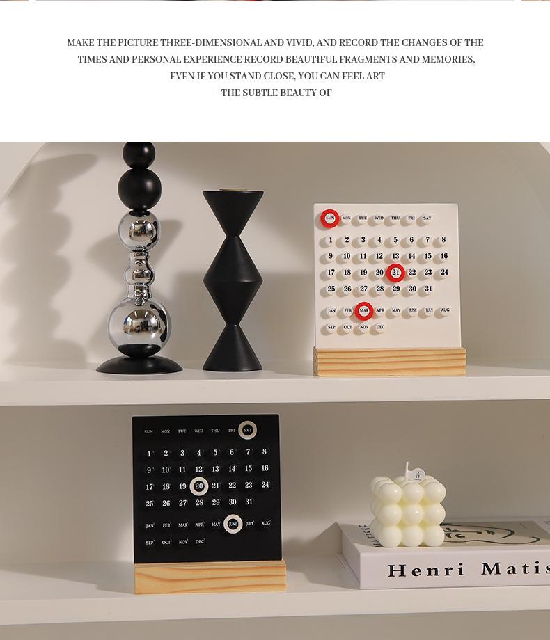 Nordic Wooden Ring Acrylic Calendar: Aesthetic Desktop Ornament and Decompression Decoration