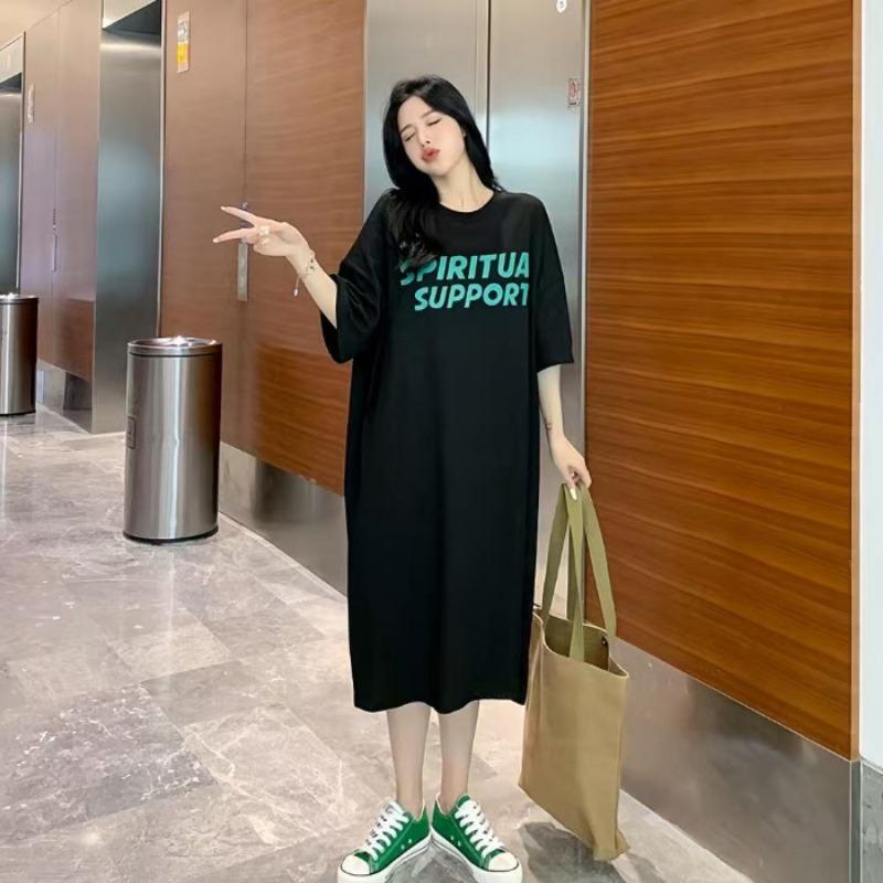 

Женское летнее свободное платье-футболка 4XL чёрный