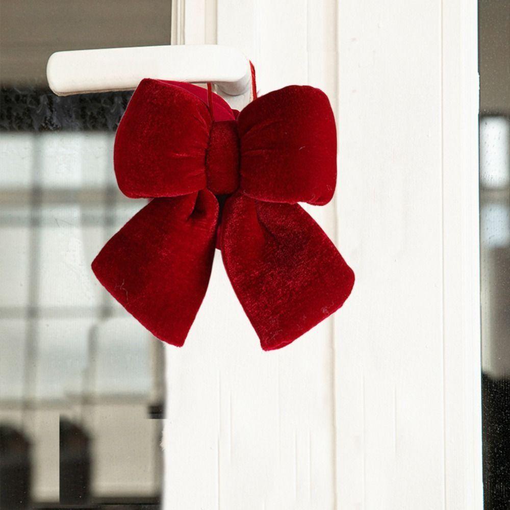 Vintage Christmas Tree Decoration Soft Textured Bowknot Hanging Pendant  Fence Decoration