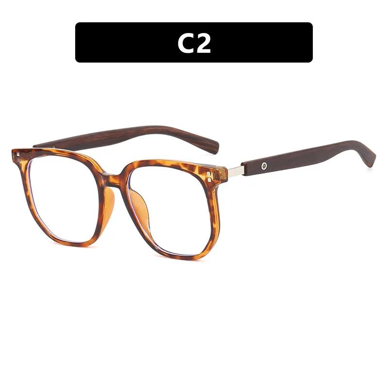 Quadratische Herren-Myopie-Brille mit Holzmaserung-Bügeln und Metallnieten Kurzsichtigkeitsbrille 0 -0.5 -1 -1.25 -1.5 -1.75 -2.0 Bis -6