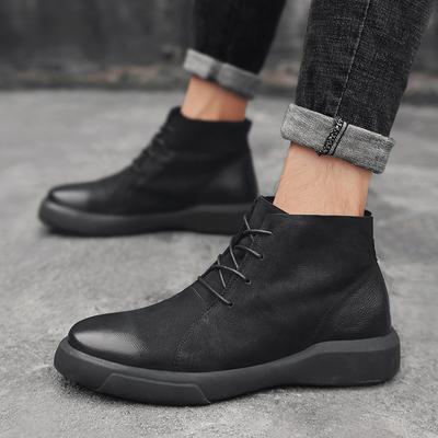 Men's Warm Snow Boots, Men's Leather Casual Shoes, Rubber Ankle Boots, Large Size High-top Plus Velvet Men's Boots 2024