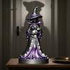 Resin Witch Sculpture for Shelf Display Halloween Figurine, Gothic with Black Cat Ornament, Dark Detailed Ornament Fantasy Tabletop Statue Home