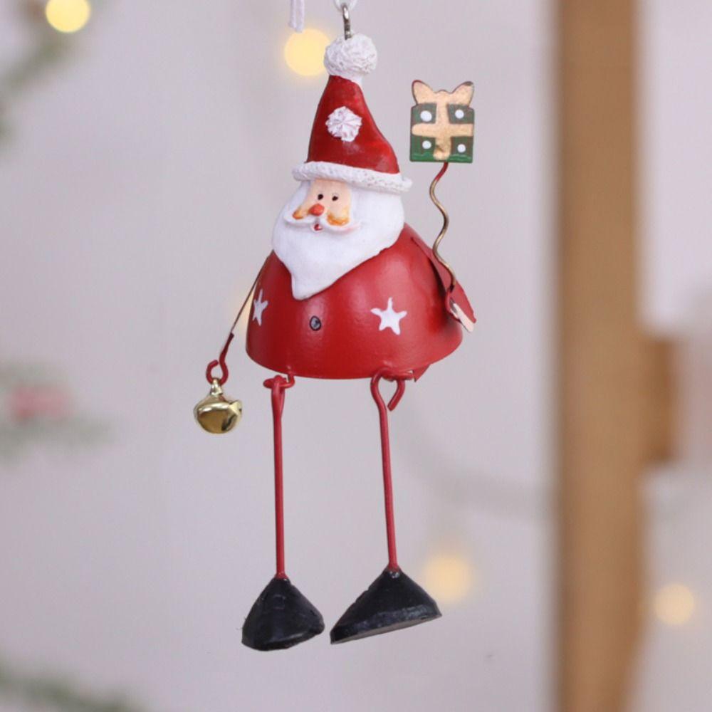 Household Iron Christmas Santa Claus Bell Painted Vintage Car Pendant Christmas Snowman Pendant Gift