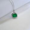 Green Garnet Square Necklace - 925 Sterling Silver, Light Luxury Pendant for Women