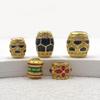 Gold-Plated S925 Silver Blue Diamond Drum Beads for DIY Bracelets & Necklaces