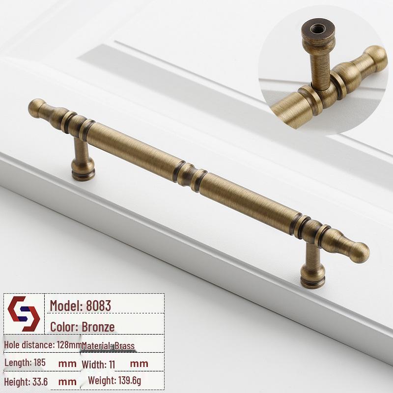 Vintage Brass Handle for Wardrobes, Cabinets, Drawers, and French Doors - Single Hole Light Luxury Style Furniture Hardware