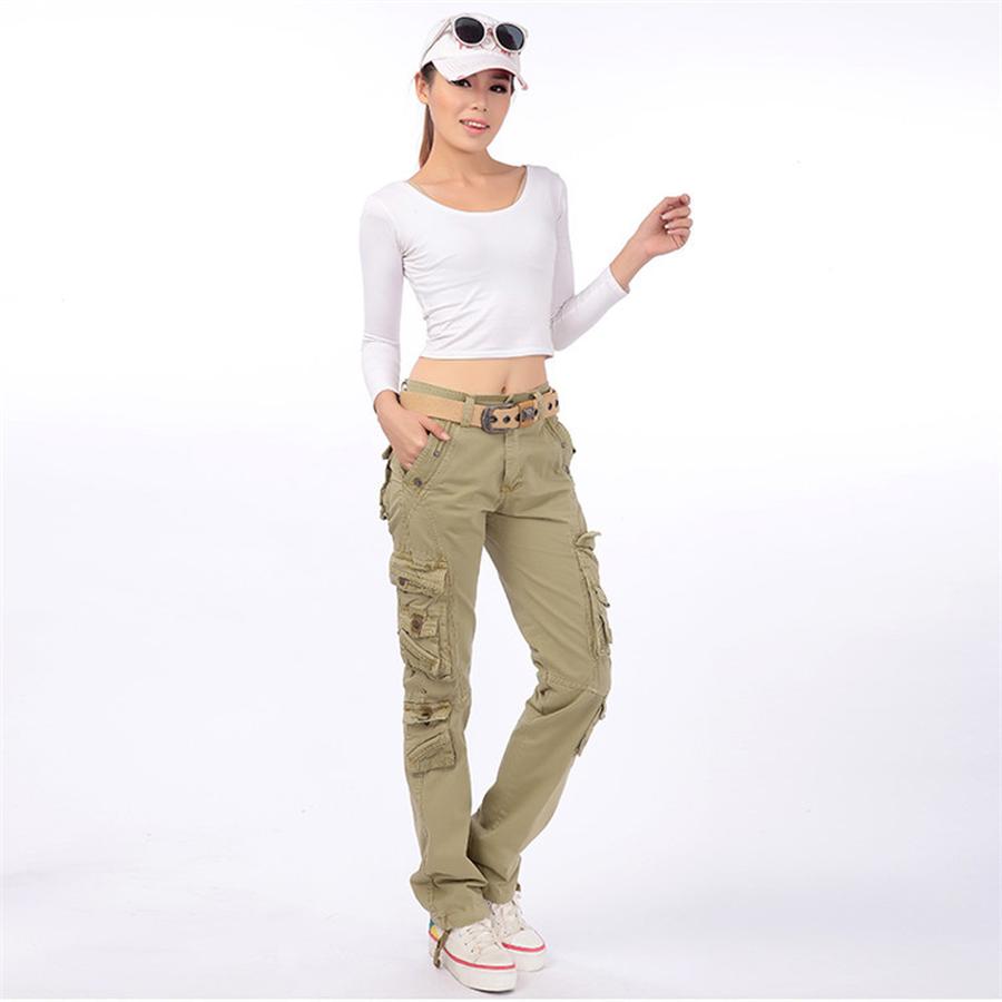 

Spring Women s Loose Fit Utility Pants - Plus Size, Multi-Pocket Casual Trousers 32 хакі