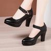 9cm 11cm Small Size 32-43 Elegant Shallow Soft Leather Shoes Platform Pumps 2025 Spring Block High Heels Shoes Dress Party Model
