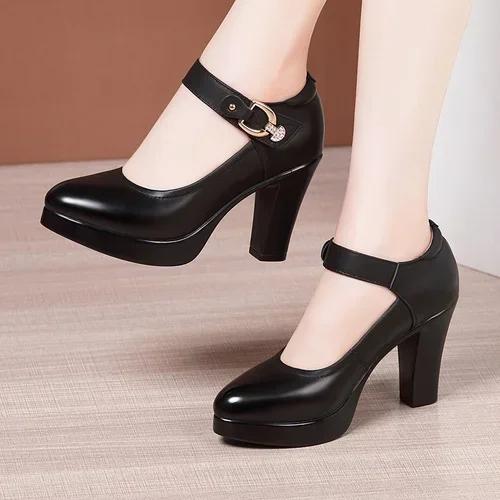 9cm 11cm Small Size 32-43 Elegant Shallow Soft Leather Shoes Platform Pumps 2025 Spring Block High Heels Shoes Dress Party Model