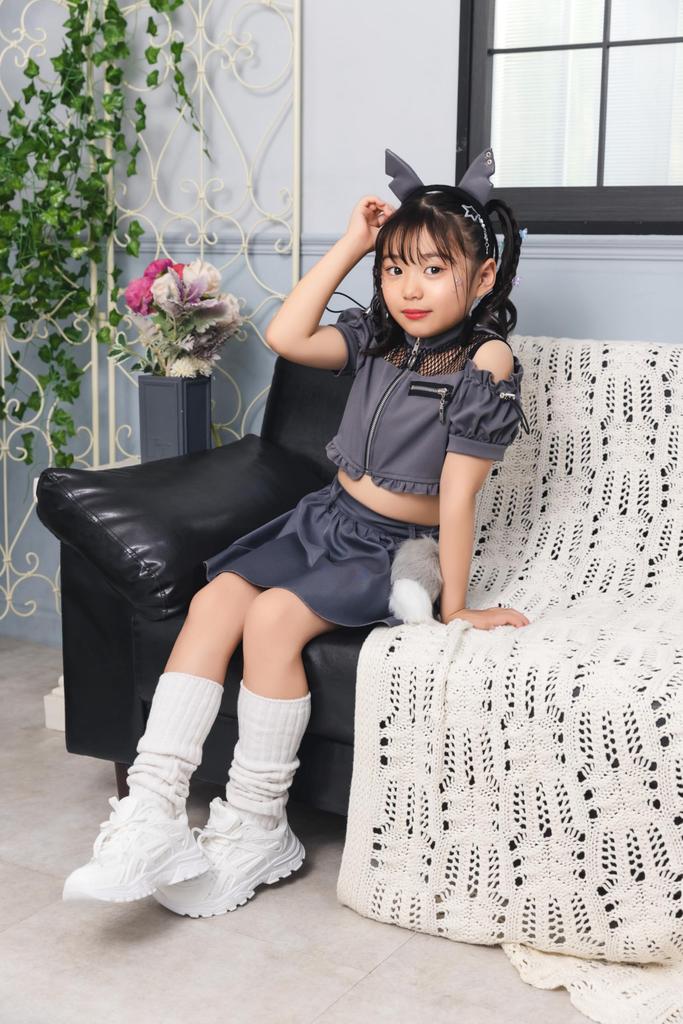 Clearstone Toxic Wolf Cosplay Costume for Gray Kids, 140cm, Girls,