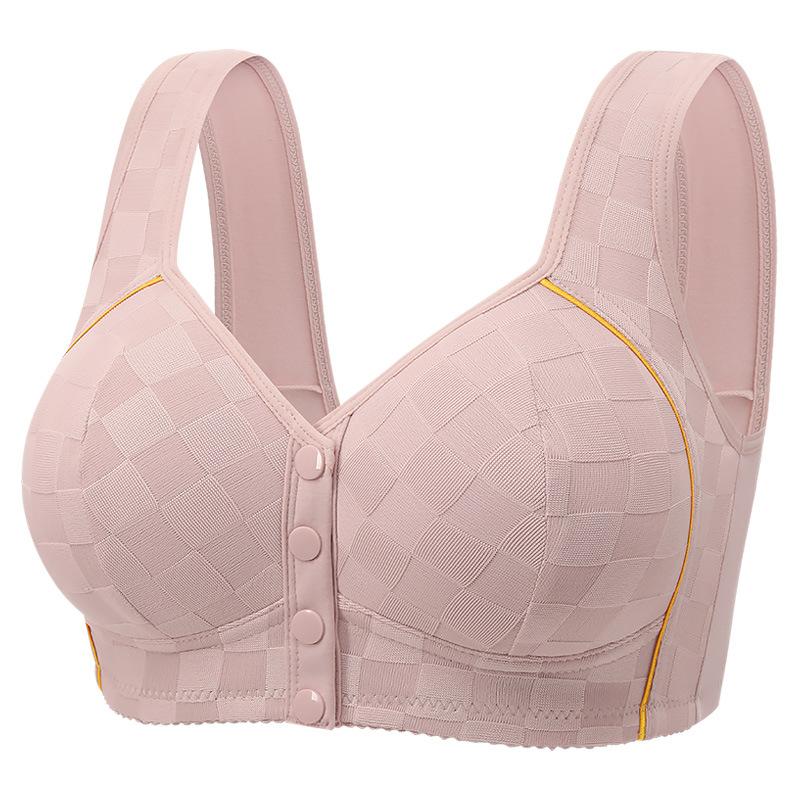 Plus Size Bra for Mature Women Front Closure Fixed Cup Thin Wireless Tank Top Bra Comfortable Supportive Full Coverage Everyday Underwear