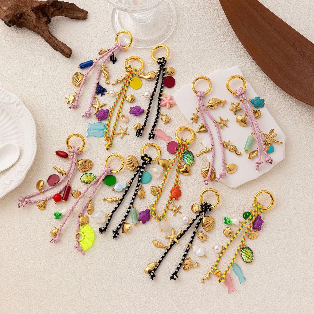 European Bestselling Colorful Retro Shell & Fish Bone Hand Rope Pendant Ornament