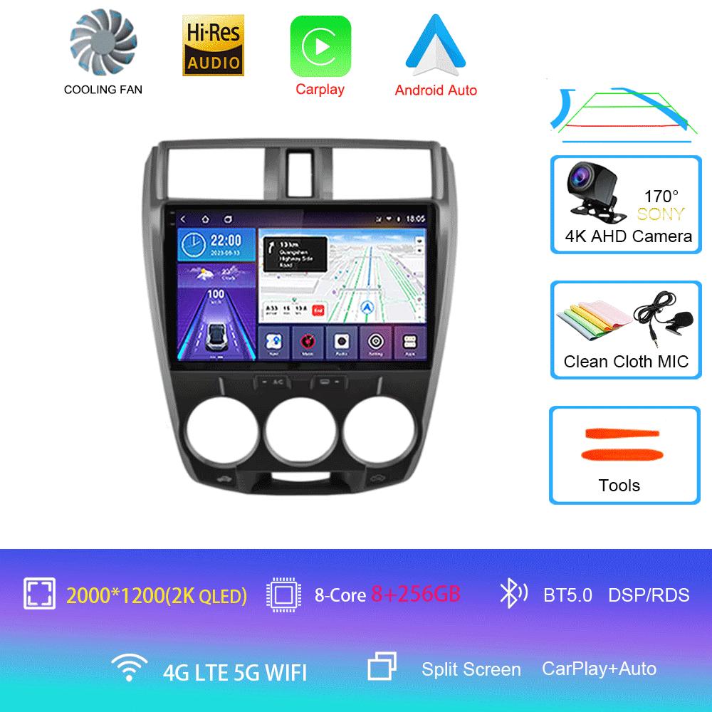 Android 14 Car Radio Carplay Auto GPS For Honda City 2008 2009 2010 - 2014 DSP Multimedia WIFI+4G Head Unit Video Stereo Player