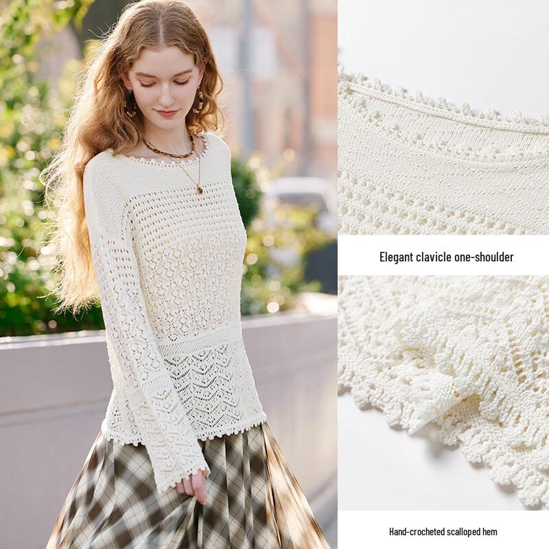 Women's Bohemian Off-Shoulder Crochet Knit Top