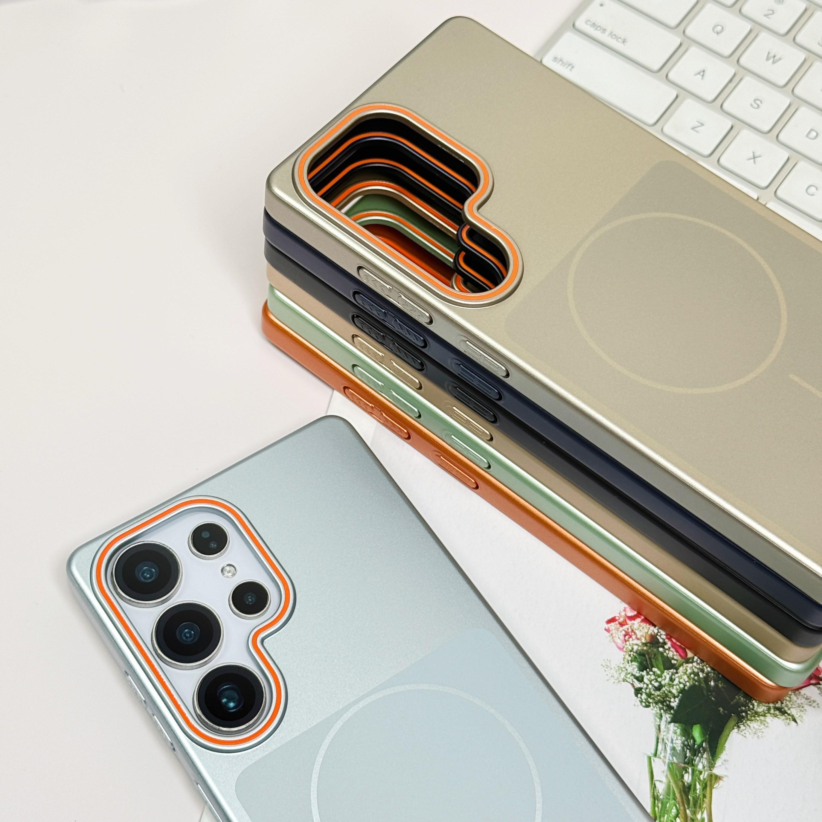 

Ультратонкий Металічний Колір Для Чохла Magsafe для Samsung Galaxy S26 S25 S24 S23 FE Plus Ultra Матовий Ударостійкий Магнітний Чохол Capa For Samsung S23 зелений