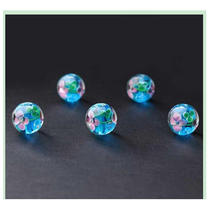 Murano Handmade Women's Jewelry Beads Wholesale Making Diy Beads Flower Transparent Round Glass Beads Lampwork