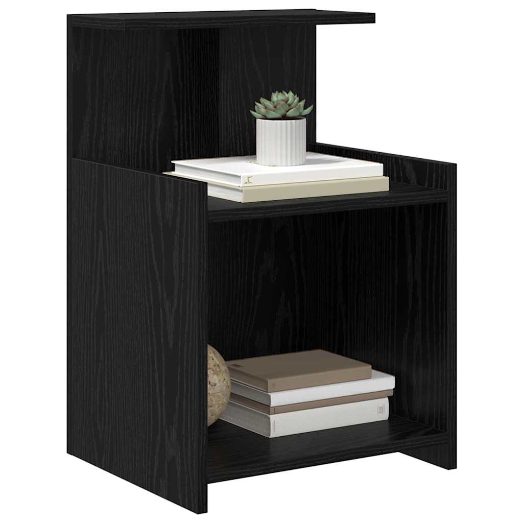 Nightstand 2 Pcs Black Oak Effect 40 X 35 X 60 Cm