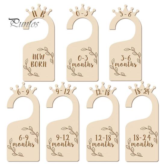 7/8 Pcs Baby Wardrobe Dividers Closet Wooden Baby Garment Size Markers Newborn To Toddler Baby Clothes Size Dividers for Daily Baby Clothes