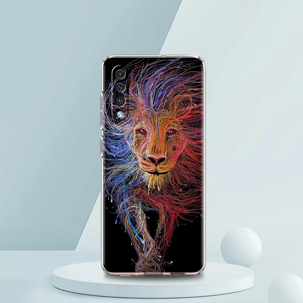 Colorful Lion Transparent Phone Case for Samsung Galaxy A16 A14 A12 A22 A24 A42 A02 A03S A06 A50 A70 A20 A30 A40 Soft Cover Bags