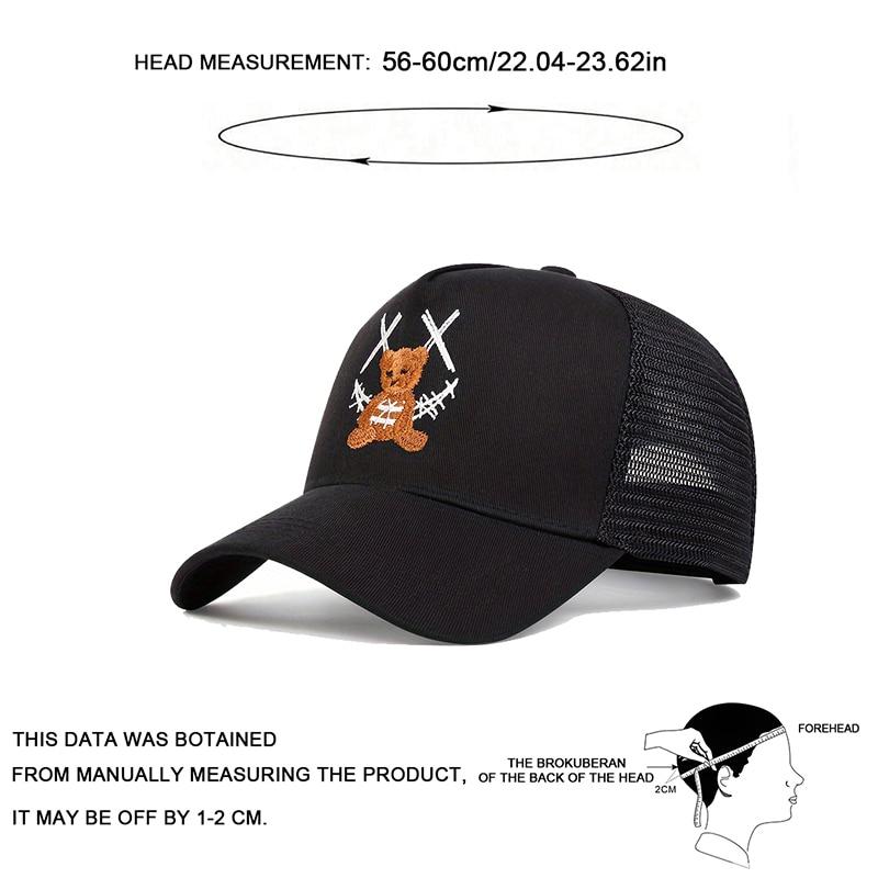 Unisex XX Smiling Face Bear Embroidery Baseball Net Caps Spring and Summer Outdoor Adjustable Casual Hats Sunscreen Hat