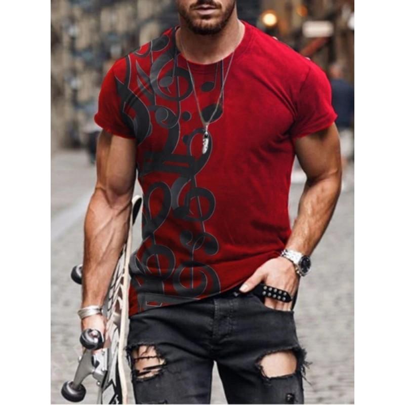 Mens Short Sleeve Crew Neck T-Shirt With Cartoon Digital Print Loose Fit Casual Wear