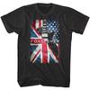 Foreigner British American Guitar Men's T Shirt UK USA Flags Rock Band Concert