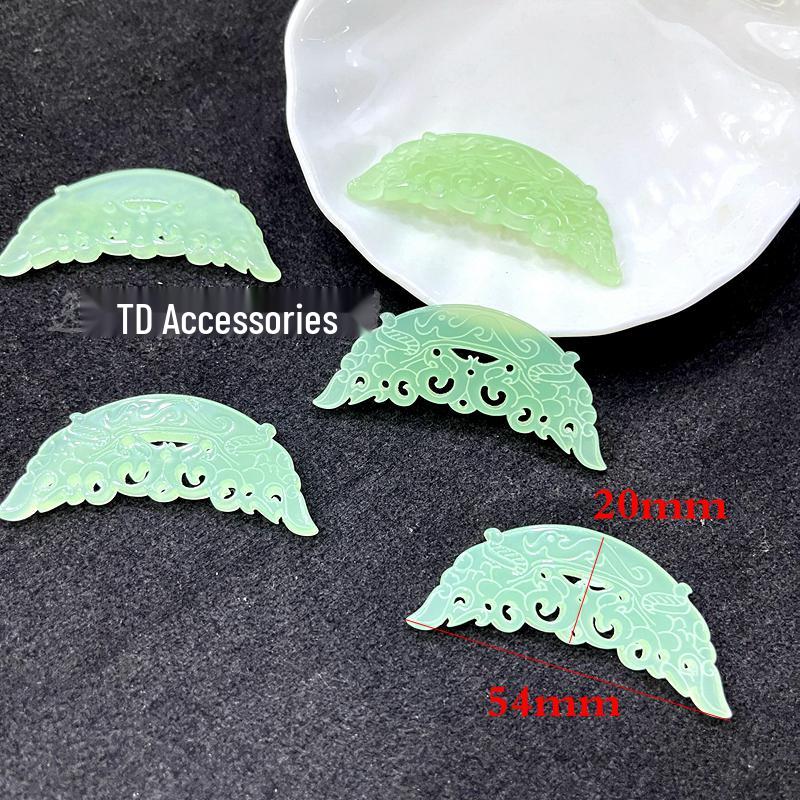 Qin Han Style Phoenix Pattern Imitation Jade Pendant - High Quality Hollow Plastic Material for DIY Headdress