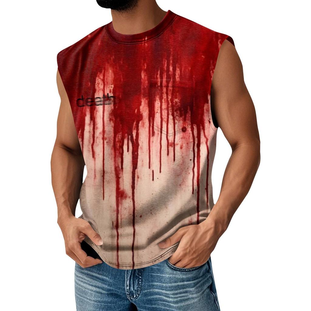 Men's Summer Solid Color Pocket Sports Vest Men's Sports Casual Vest