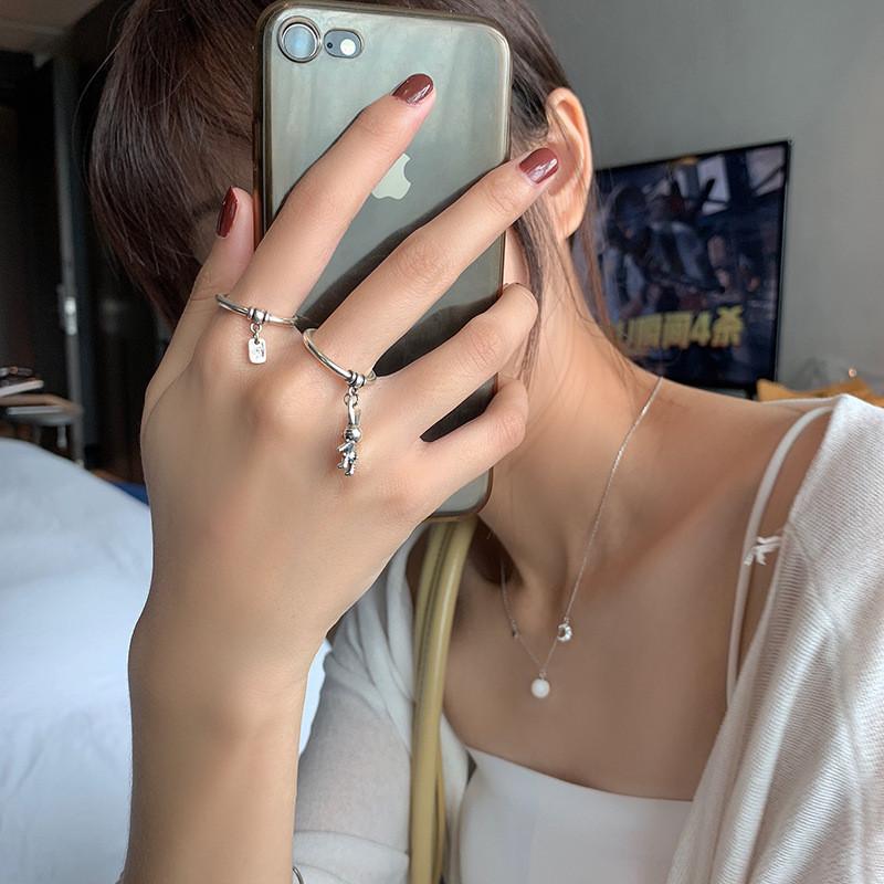 S925 Korean Unique Silver Rabbit Ring For Women Perfect For Holiday Gifts And Fashion