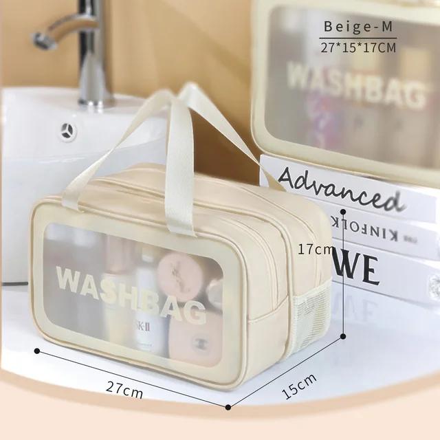 Dry-Wet Separation Partition Toiletry Bag Portable PVC Double-Layer Cosmetic Storage Bag for Travel, Beach, Pool Bathing