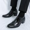 New Men's Pointed Colours Rivet Slip On Patent Leather Height Increasing Shoes Designer Wedding Prom Homecoming Footwear