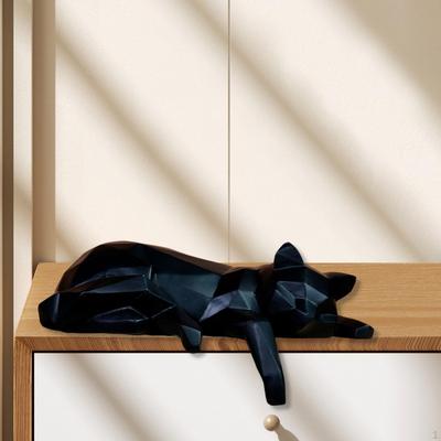 Cat Statue Animal Collectible Craft Gift Home Decor Geometric Figurine Tabletop for