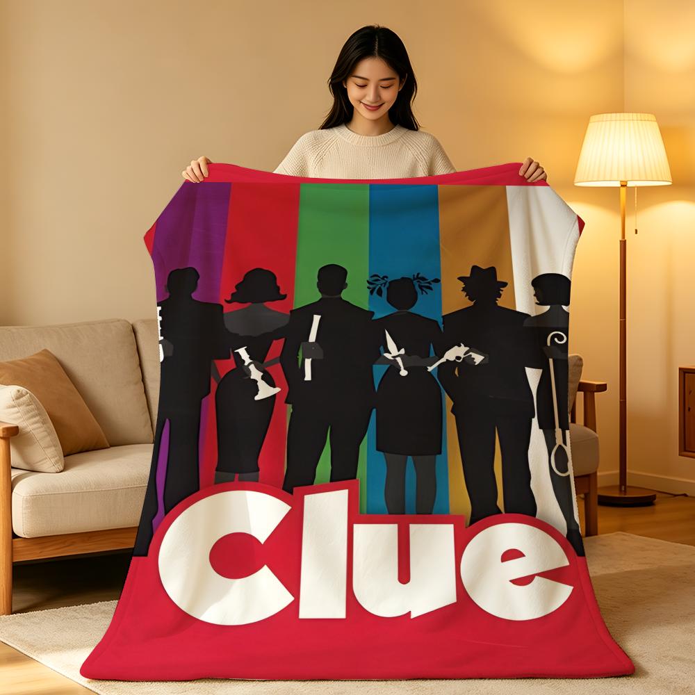 Game C-Cluedo C-Clue Throw High-Density Short Plush Blanket Soft Skin-Friendly for Sofa Nap Air-Conditioned Room
